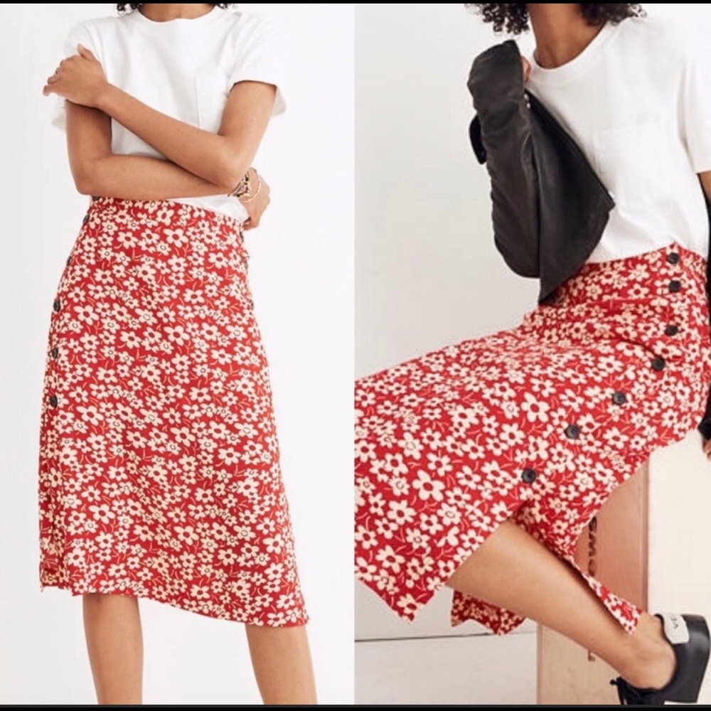 NWOT Madewell Full Bloom Button Skirt
